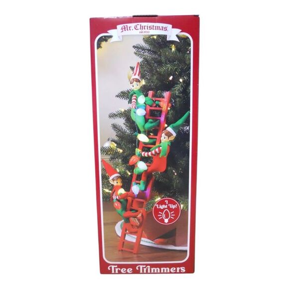 Mr. Christmas Elf Tree Trimmers Animated Ladder Climbers Pixie 27.5" Tall NEW - Picture 2 of 2